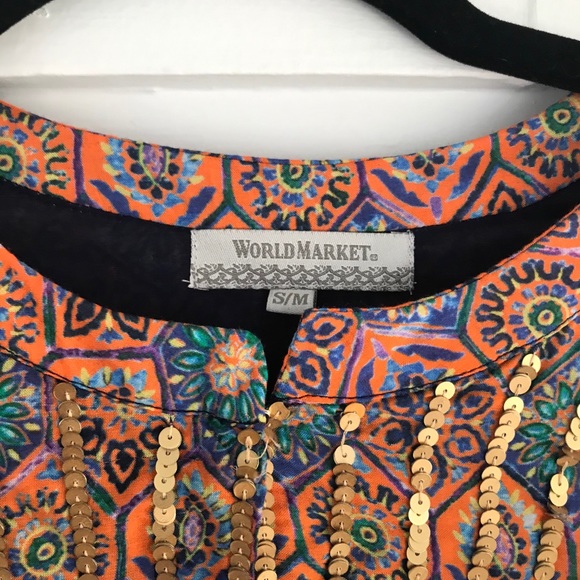 Boho Cost Plus World Market Sequined Peasant dress - Picture 7 of 7